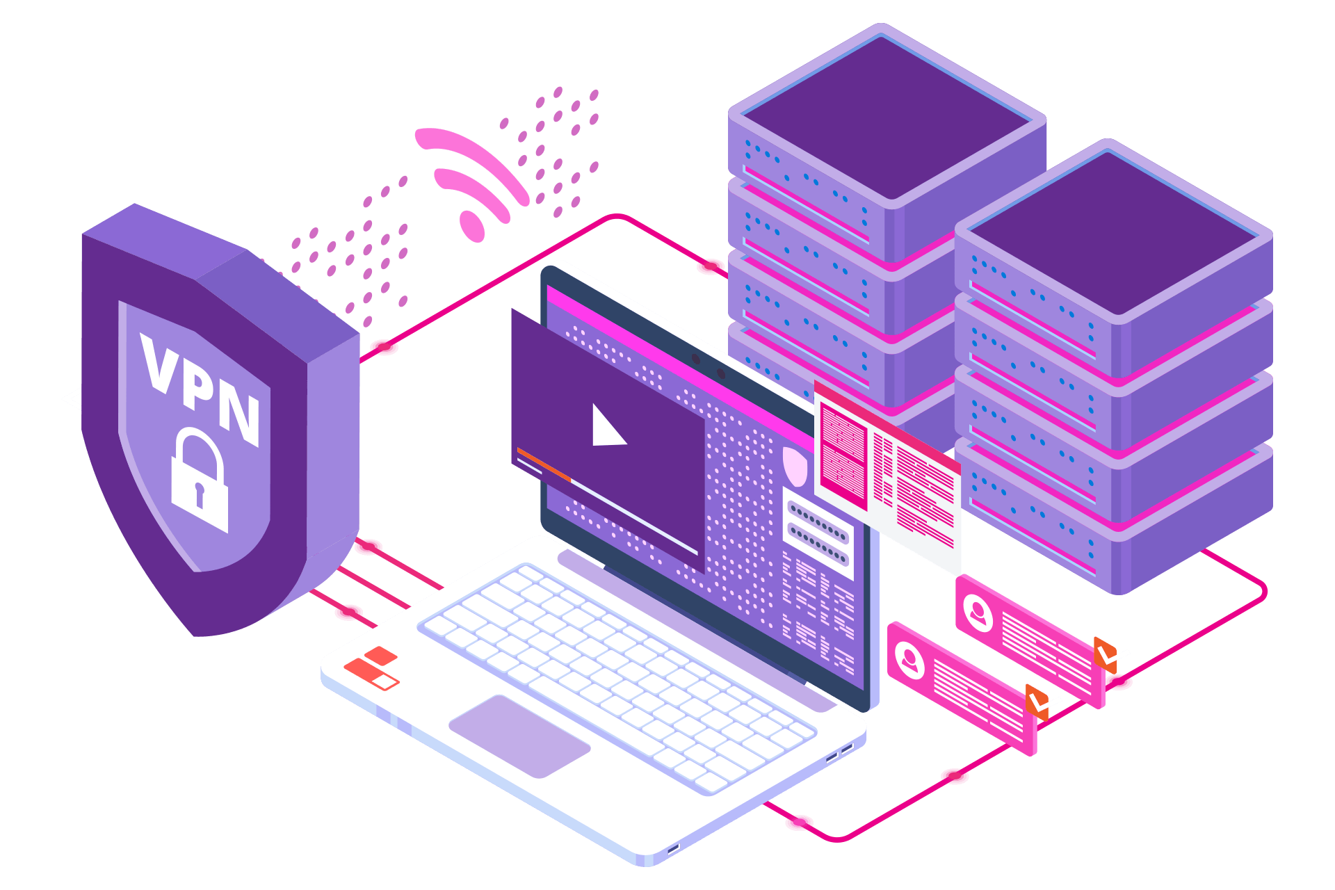 Защищённое соединение между ноутбуком и VPN-серверами